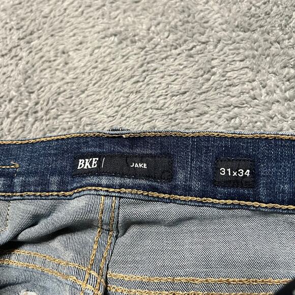 BKE Jeans Mens 31 x34 Jake Straight Whisker Distressed Blue Denim Pants ** - Picture 6 of 11